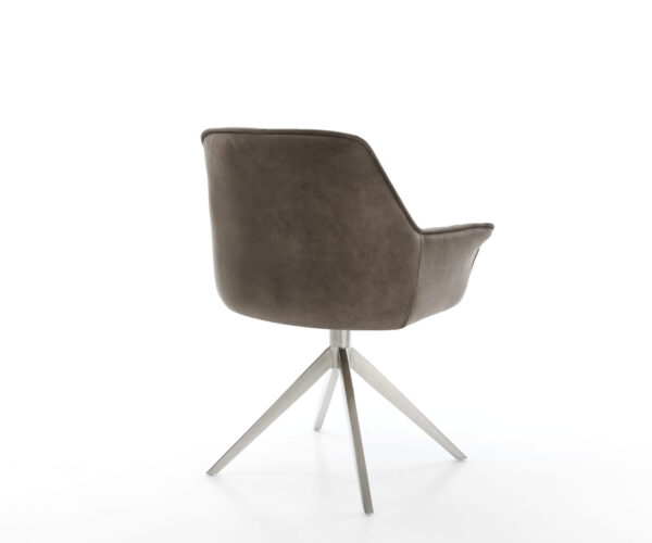 Jedálenská stolička Keila-Flex s podrúčkami taupe vintage krížová podnož široká nerezová oceľ otočná o 360° - Image 5