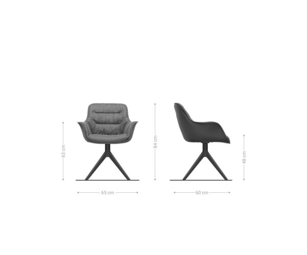 Jedálenská stolička Kaira-Flex taupe vintage krížová podnož široká nerezová oceľ otočná o 360° - Image 6