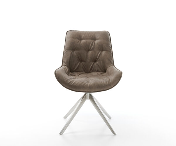 Jedálenská stolička Taimi-Flex taupe vintage krížová podnož široká nerezová oceľ otočná o 360° - Image 2
