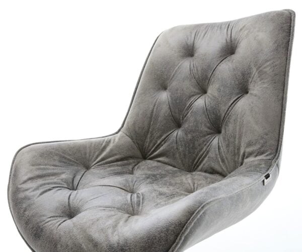 Jedálenská stolička Taimi-Flex mikrovlákno sivá vintage krížová podstava široká nerezová oceľ - Image 4