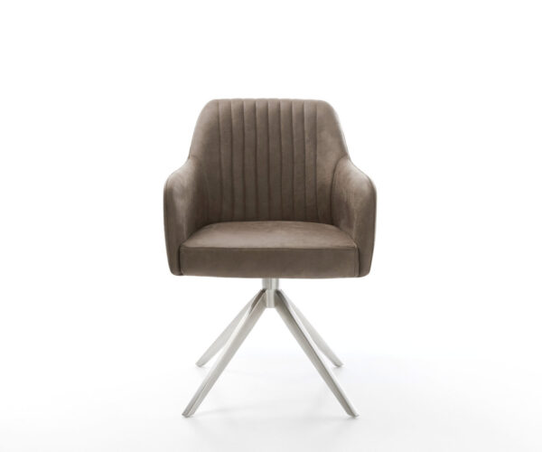 Jedálenská stolička Greg-Flex taupe vintage krížová podnož široká nerezová oceľ otočná o 360° - Image 2
