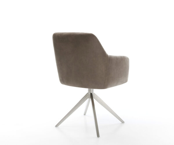 Jedálenská stolička Greg-Flex taupe vintage krížová podnož široká nerezová oceľ otočná o 360° - Image 5
