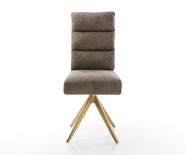 Jedálenská stolička Pela-Flex mikrovlákno taupe vintage krížová podstava hranatá zlatá vrecková pružina - Image 2