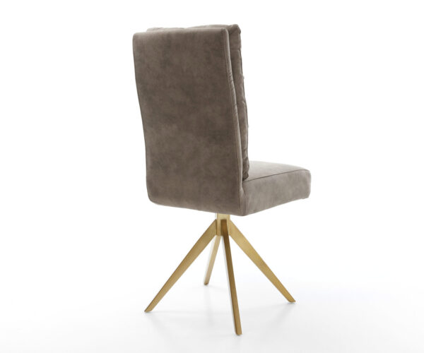 Jedálenská stolička Pela-Flex mikrovlákno taupe vintage krížová podstava hranatá zlatá vrecková pružina - Image 5