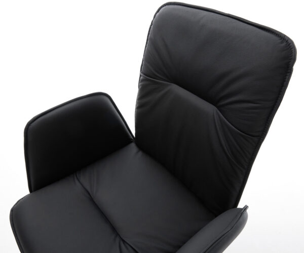 Jedálenská stolička Vinja-Flex s krížovou základňou zlatá pravá koža čierna 180° otočná - Image 4