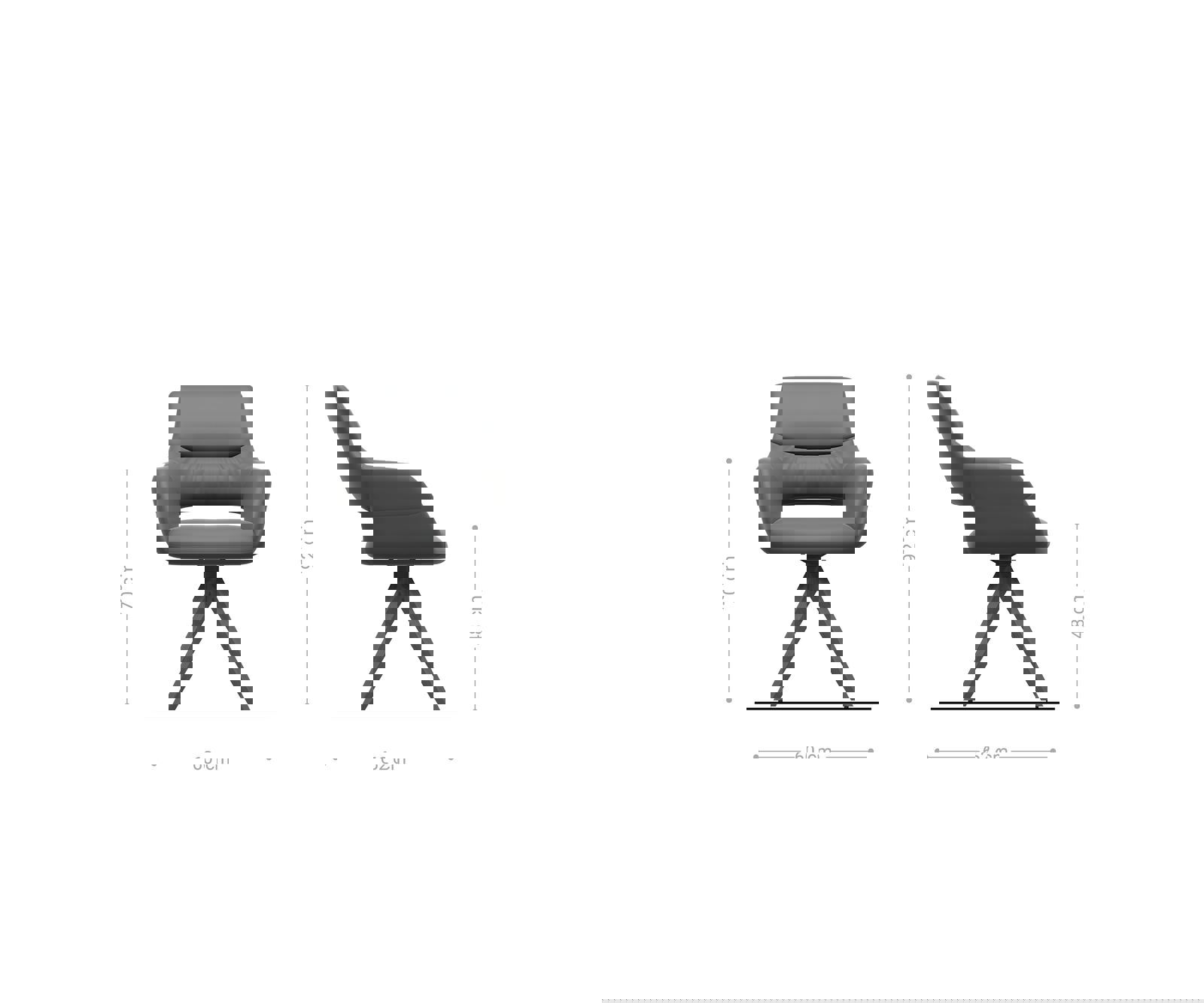 Jedálenská stolička Yago-Flex s opierkami mikrovlákno antracitová vintage drevená podstava hranatá prírodná vrecková pružina - Image 6