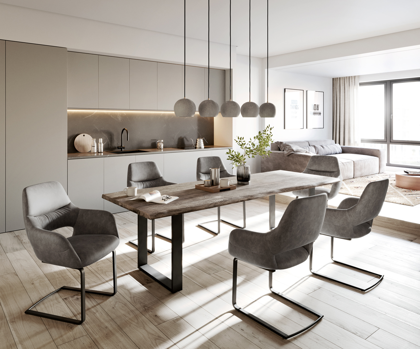 Jedálenská stolička Yago-Flex s opierkami mikrovlákno antracit vintage jedálenská stolička plochá čierna vrecková pružina - Image 4