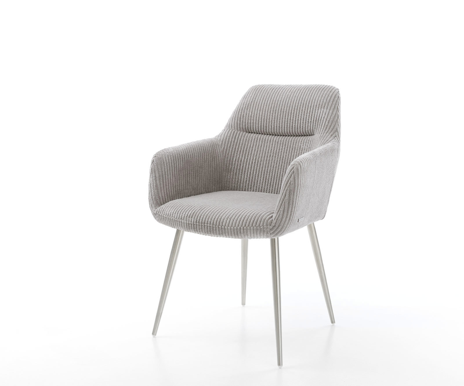 Jedálenská stolička Pejo-Flex plyšový manšester strieborno-šedá 4-nohá zúžená nerezová oceľ vrecková pružina