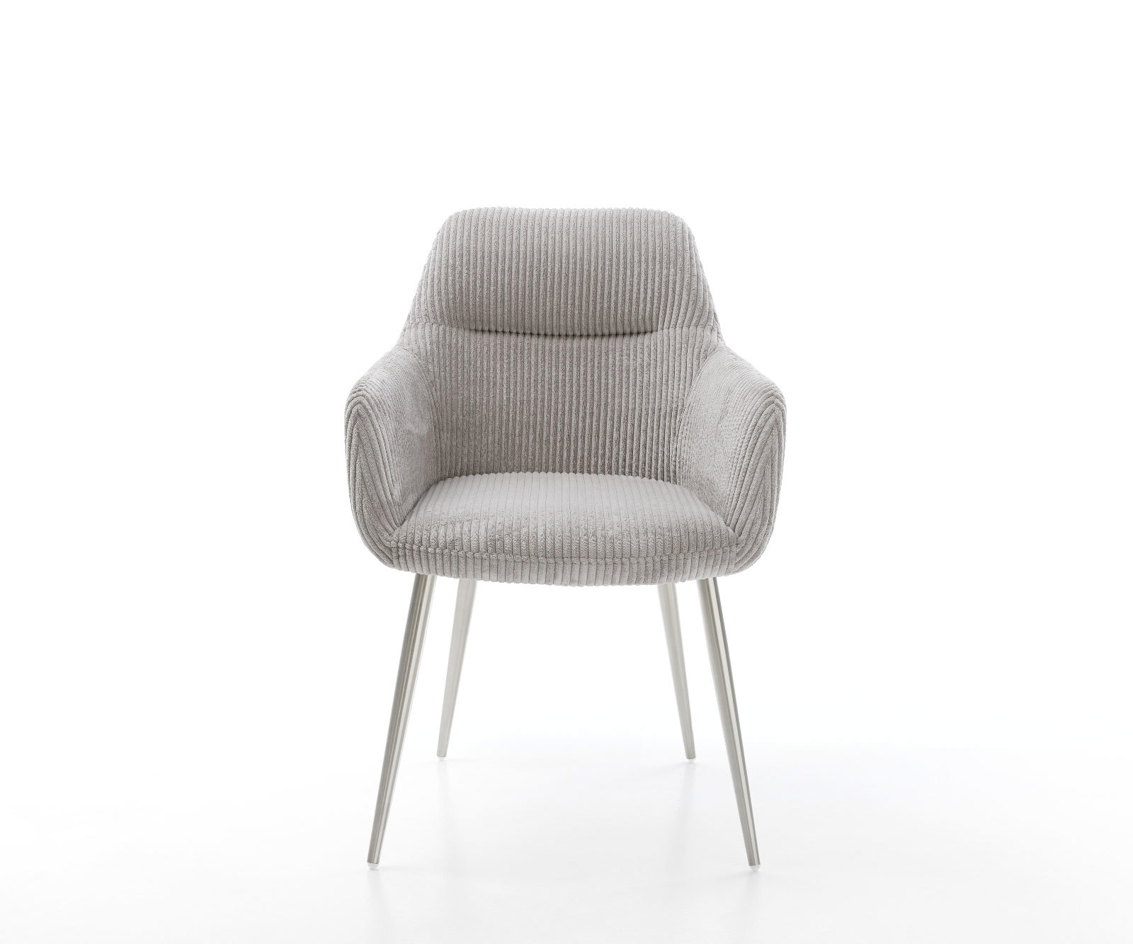 Jedálenská stolička Pejo-Flex plyšový manšester strieborno-šedá 4-nohá zúžená nerezová oceľ vrecková pružina - Image 2