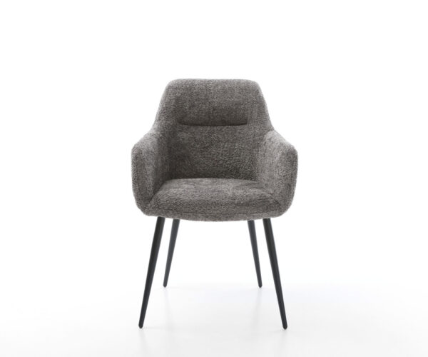 Jedálenská stolička Pejo-Flex bouclé sivá podnož zúžená čierna - Image 2