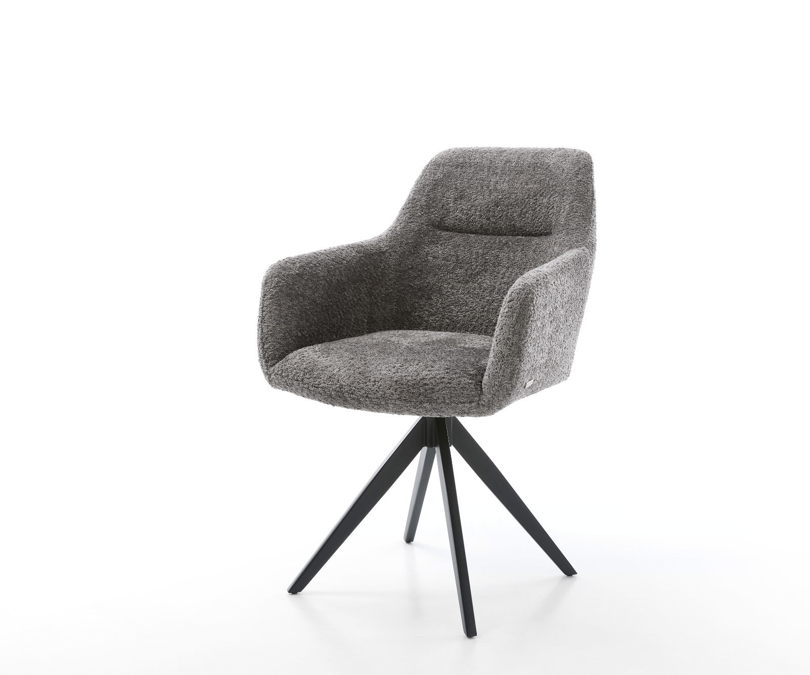 Jedálenská stolička Pejo-Flex bouclé sivá krížová podstava hranatá čierna vrecková pružina