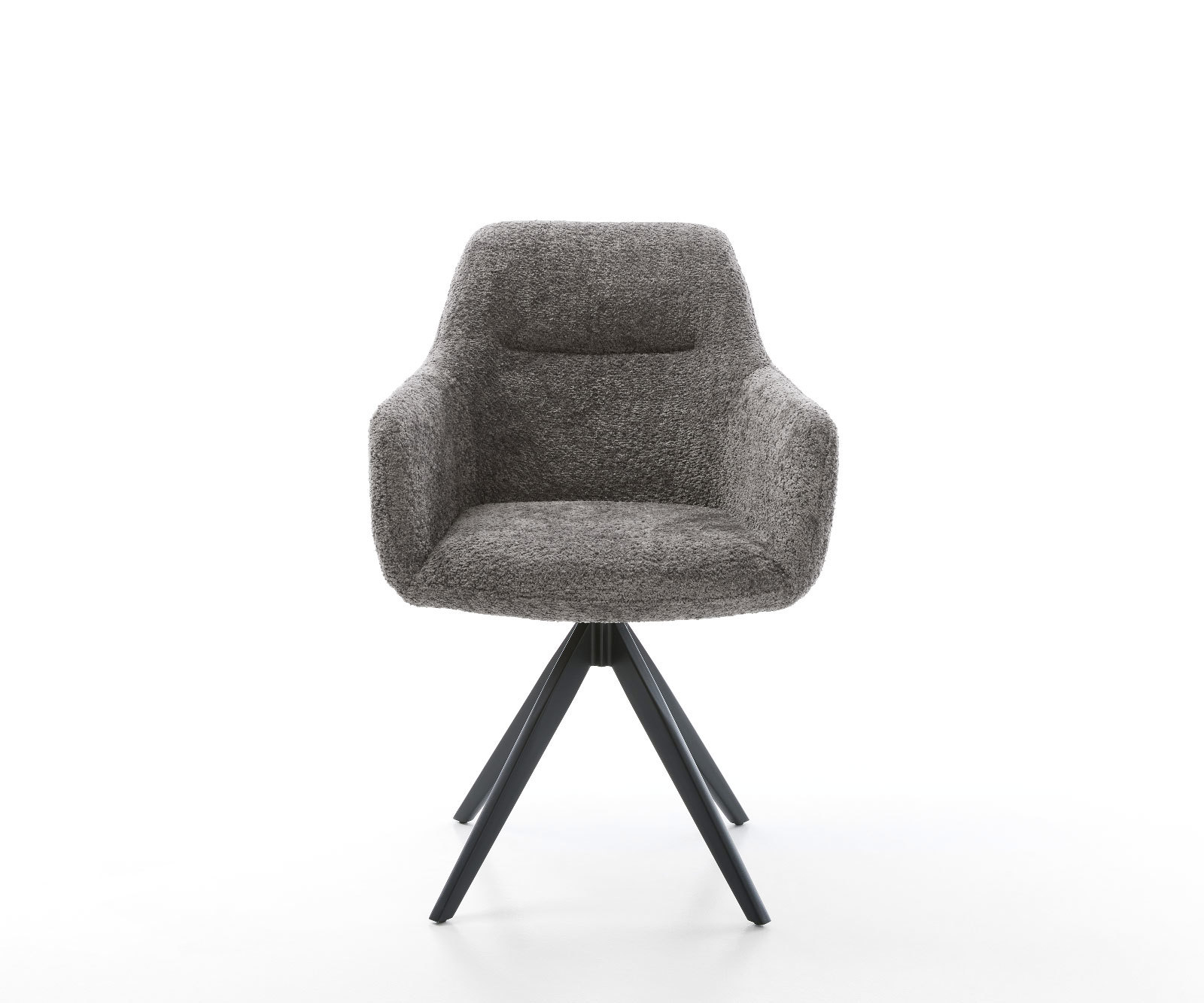 Jedálenská stolička Pejo-Flex bouclé sivá krížová podstava hranatá čierna vrecková pružina - Image 2