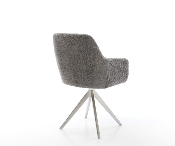 Otočná stolička Pejo-Flex krížová základňa štvorcová z nehrdzavejúcej ocele bouclé sivá 180° - Image 5