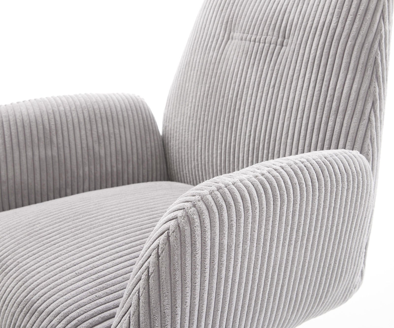 Jedálenská stolička Zoa-Flex plyšový manšester strieborno-šedá 4-nohá zúžená nerezová oceľ vrecková pružina - Image 4
