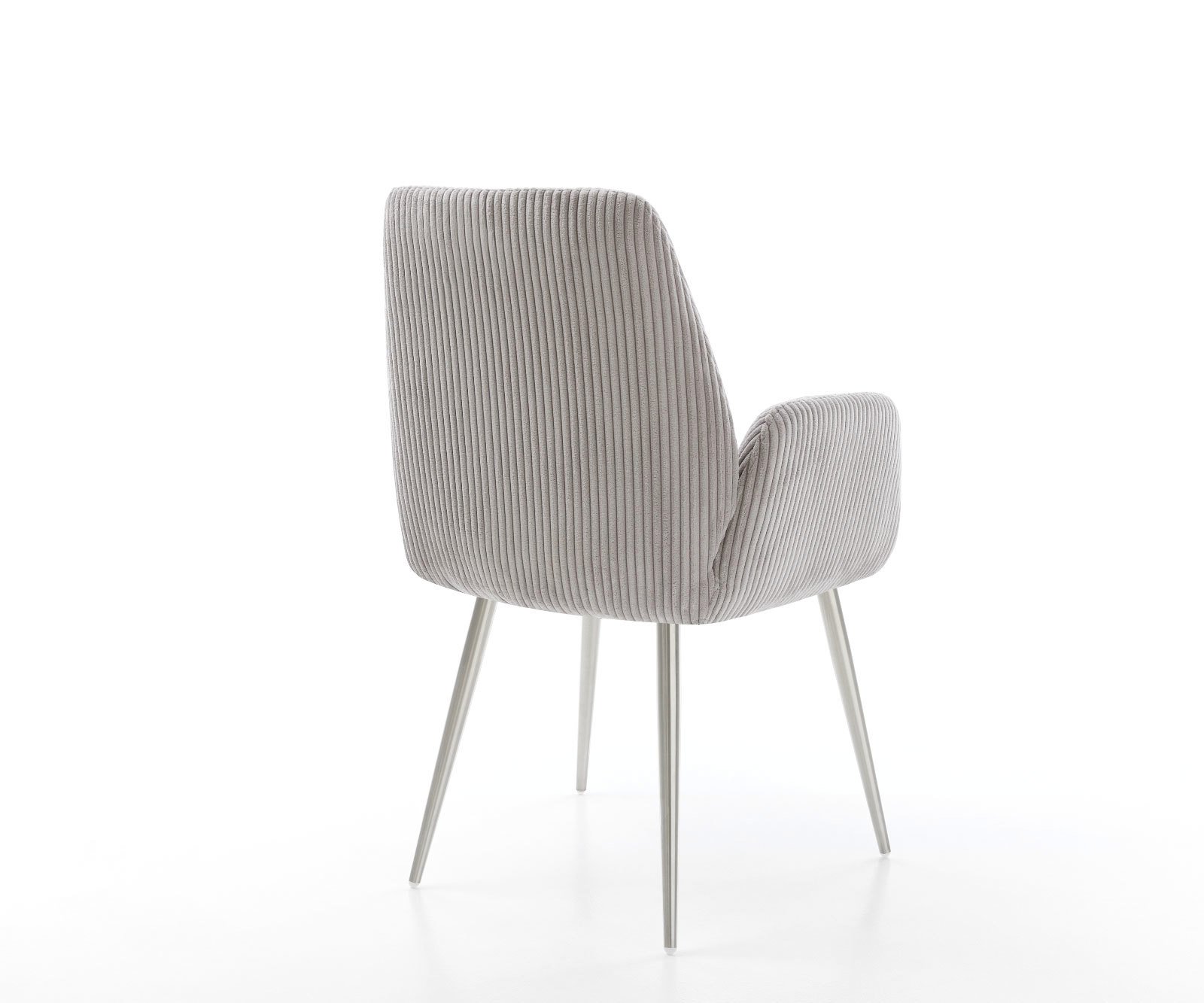 Jedálenská stolička Zoa-Flex plyšový manšester strieborno-šedá 4-nohá zúžená nerezová oceľ vrecková pružina - Image 5
