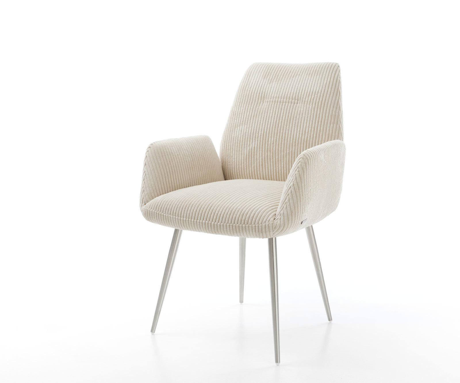 Jedálenská stolička Zoa-Flex plyšový manšester béžová 4-nohá zúžená nerezová oceľ vrecková pružina