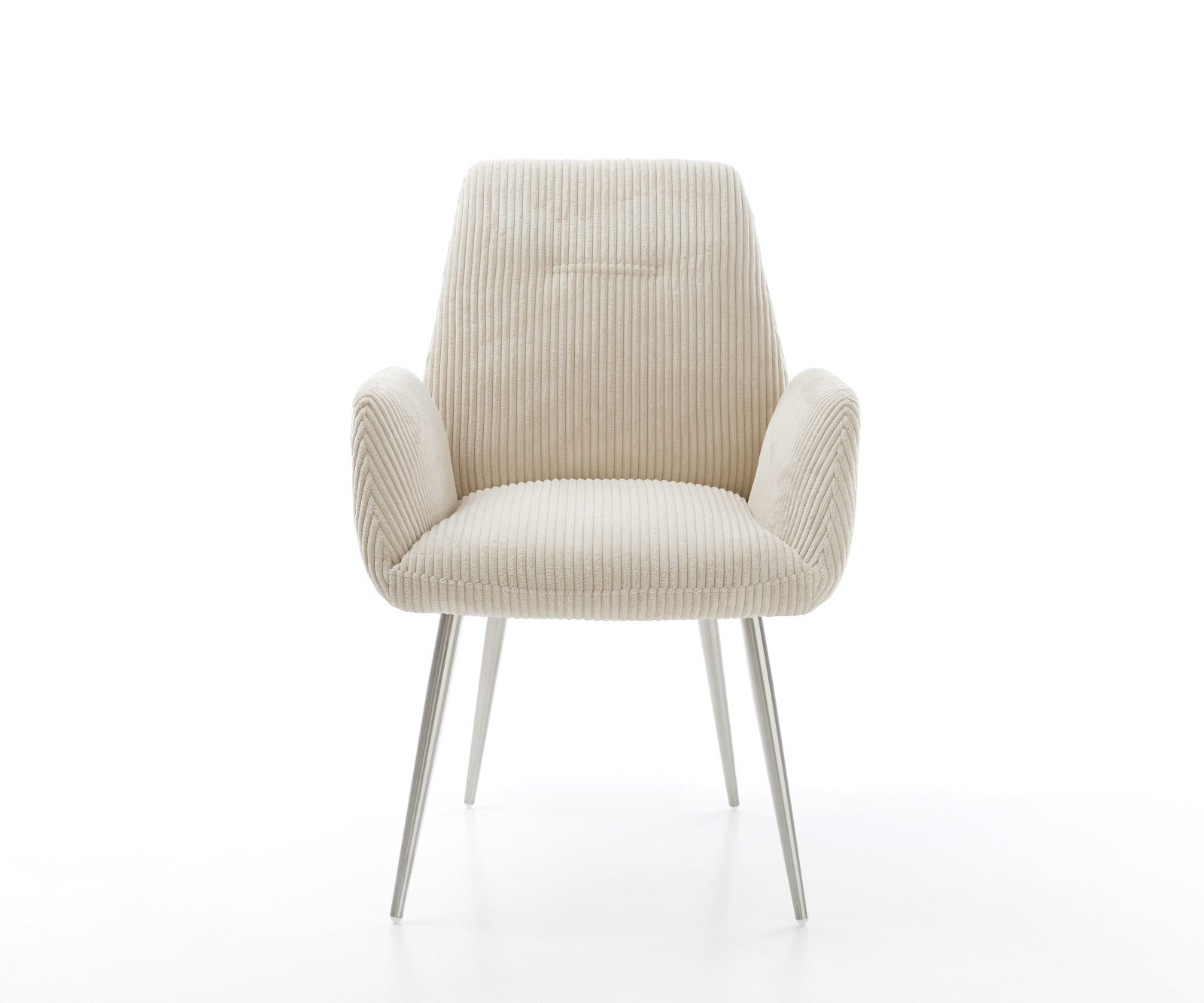 Jedálenská stolička Zoa-Flex plyšový manšester béžová 4-nohá zúžená nerezová oceľ vrecková pružina - Image 2