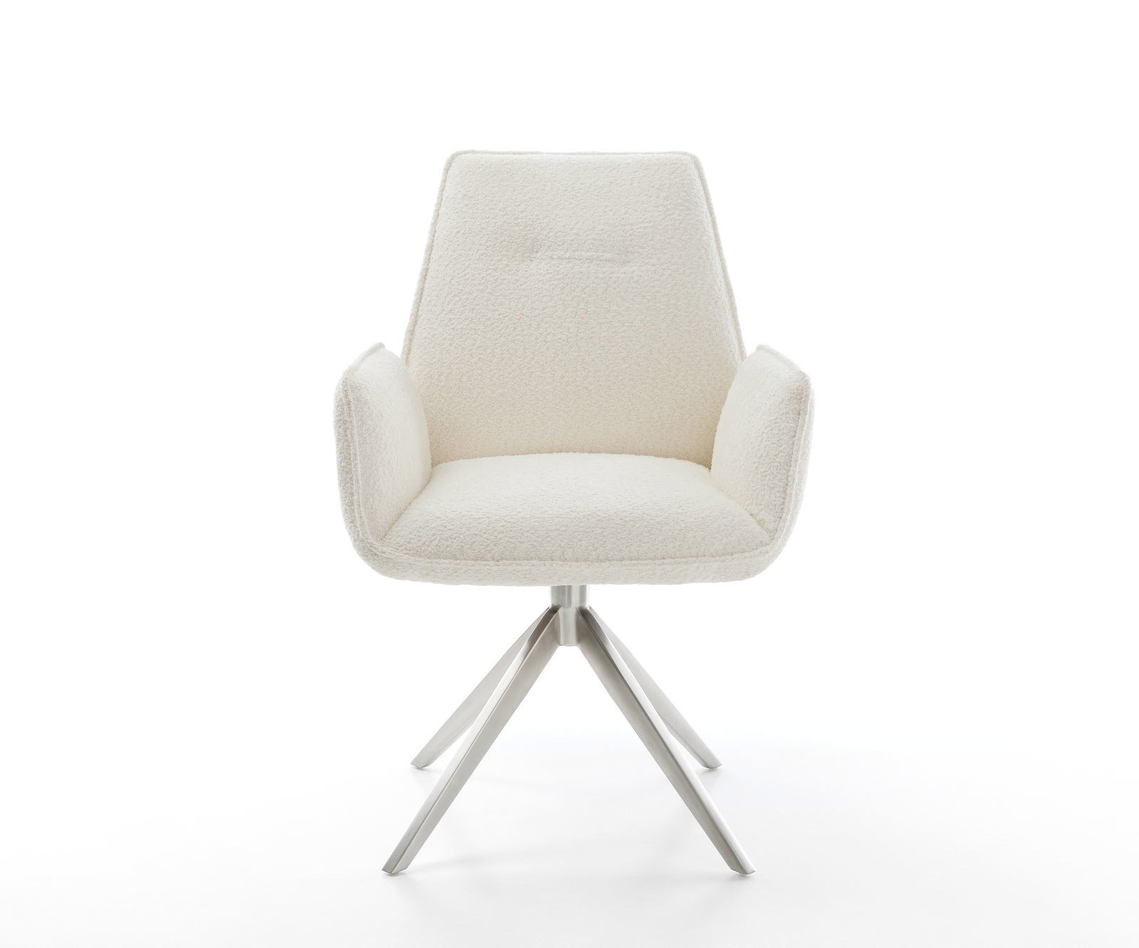 Jedálenská stolička Zoa-Flex bouclé biela široká krížová podstava nerezová oceľ vrecková pružina - Image 2