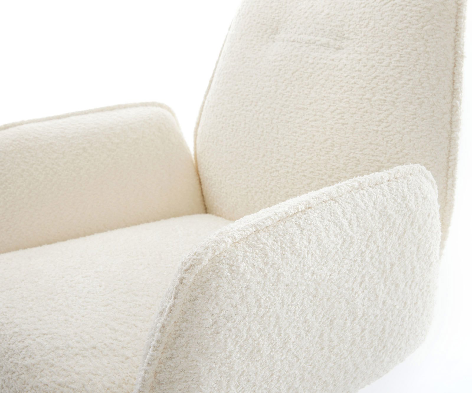 Jedálenská stolička Zoa-Flex bouclé biela široká krížová podstava nerezová oceľ vrecková pružina - Image 4