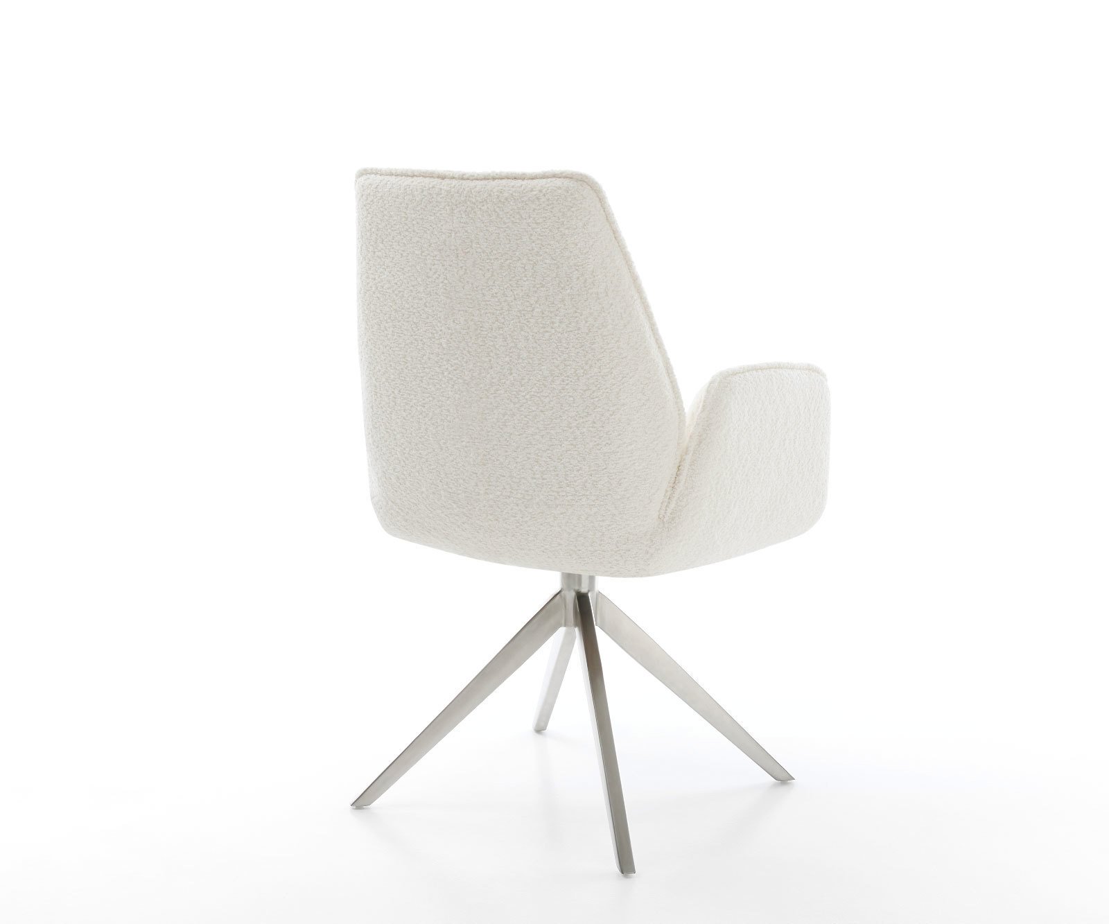 Jedálenská stolička Zoa-Flex bouclé biela široká krížová podstava nerezová oceľ vrecková pružina - Image 5