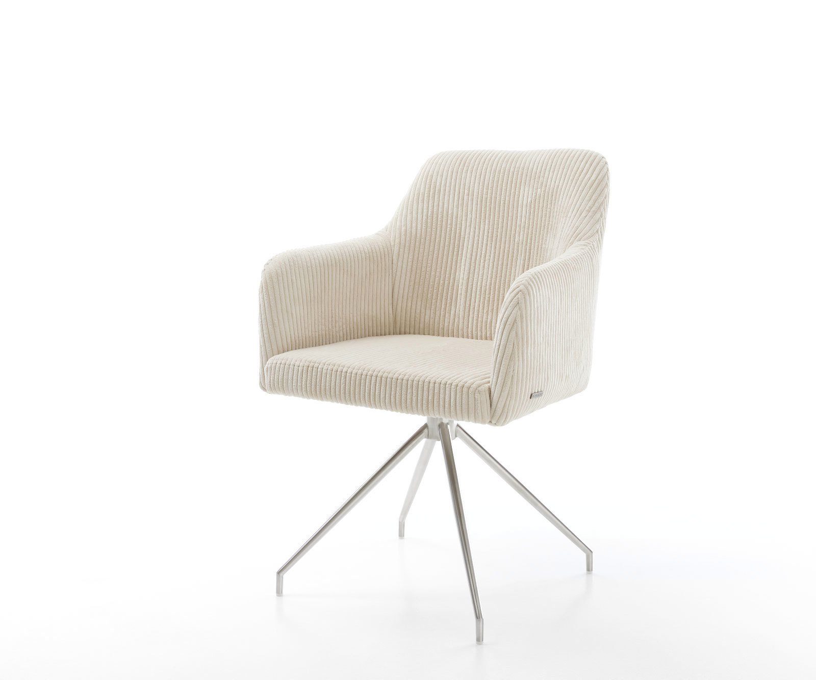 Jedálenská stolička Greg-Flex plyšový manšester béžová krížová podstava zúžená nerezová oceľ vrecková pružina