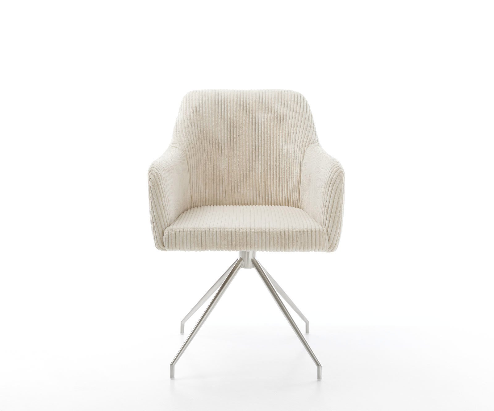 Jedálenská stolička Greg-Flex plyšový manšester béžová krížová podstava zúžená nerezová oceľ vrecková pružina - Image 2