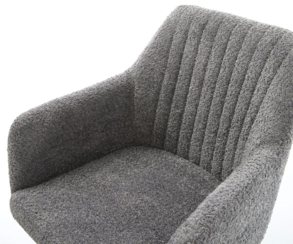 Jedálenská stolička Greg-Flex bouclé sivá krížová podnož široká čierna otočná o 360° - Image 4