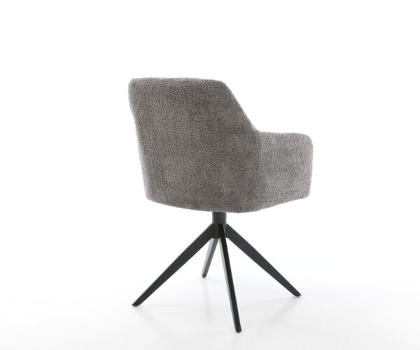 Jedálenská stolička Greg-Flex bouclé sivá krížová podnož široká čierna otočná o 360° - Image 5