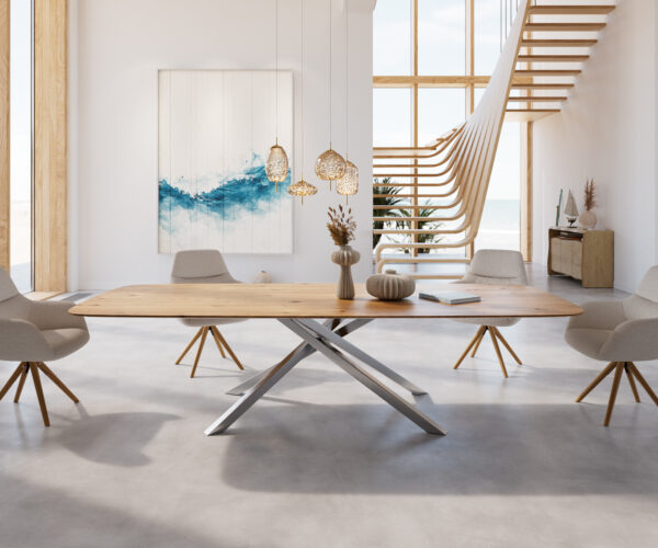 Jedálenský stôl Edge 300x100 cm zaoblený prírodný dub Swiss edge - Image 2