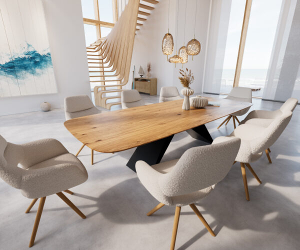 Jedálenský stôl Edge 300x100 cm zaoblený prírodný dub Swiss edge - Image 6