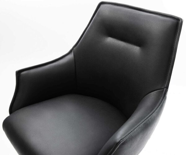 Barová stolička Alja-Flex tenká základňa z nehrdzavejúcej ocele pravá koža čierne vreckové pružiny - Image 4