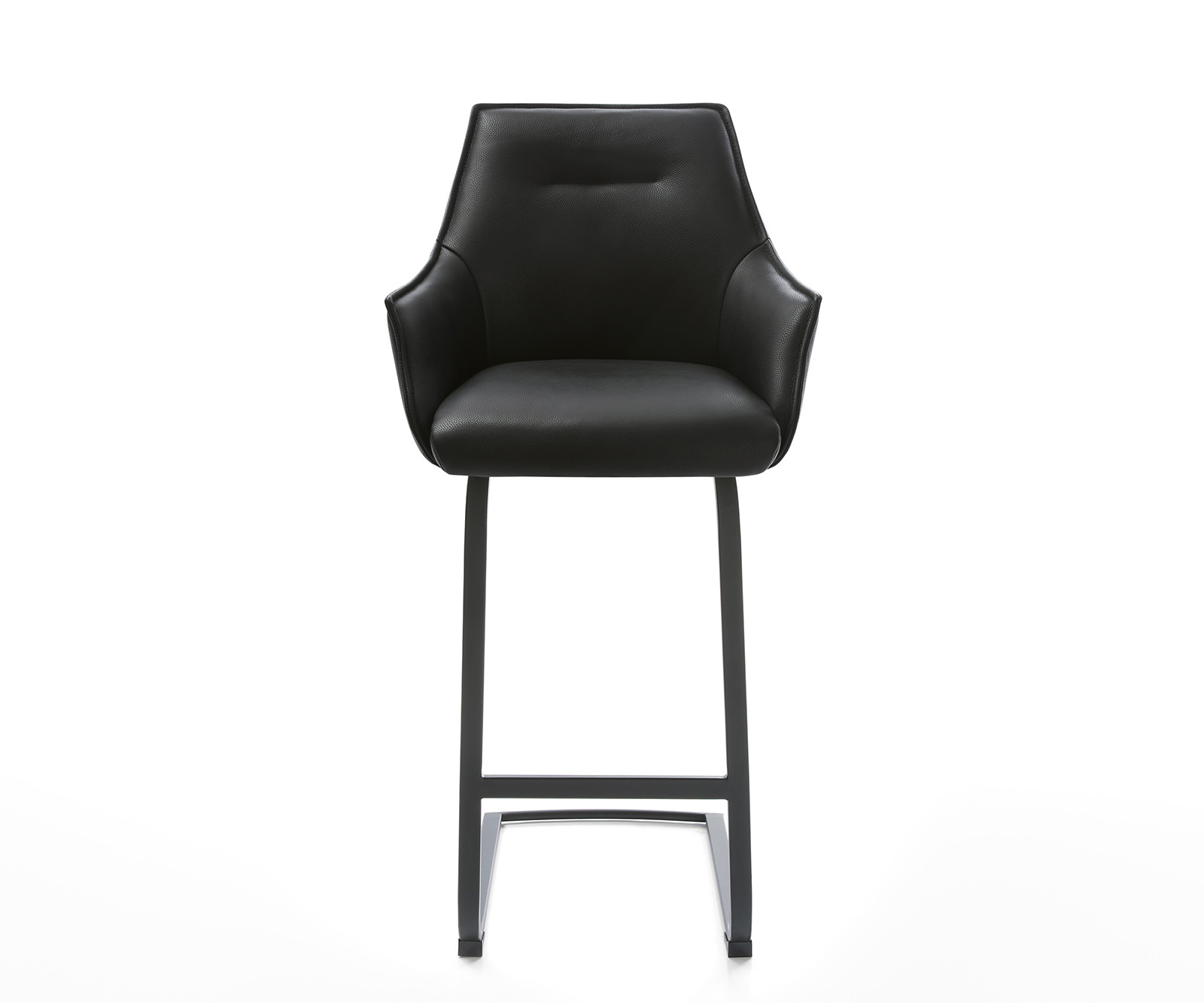 Barová stolička Alja-Flex pravá koža čierna jedálenská stolička plochý kov čierny vrecková pružina - Image 2