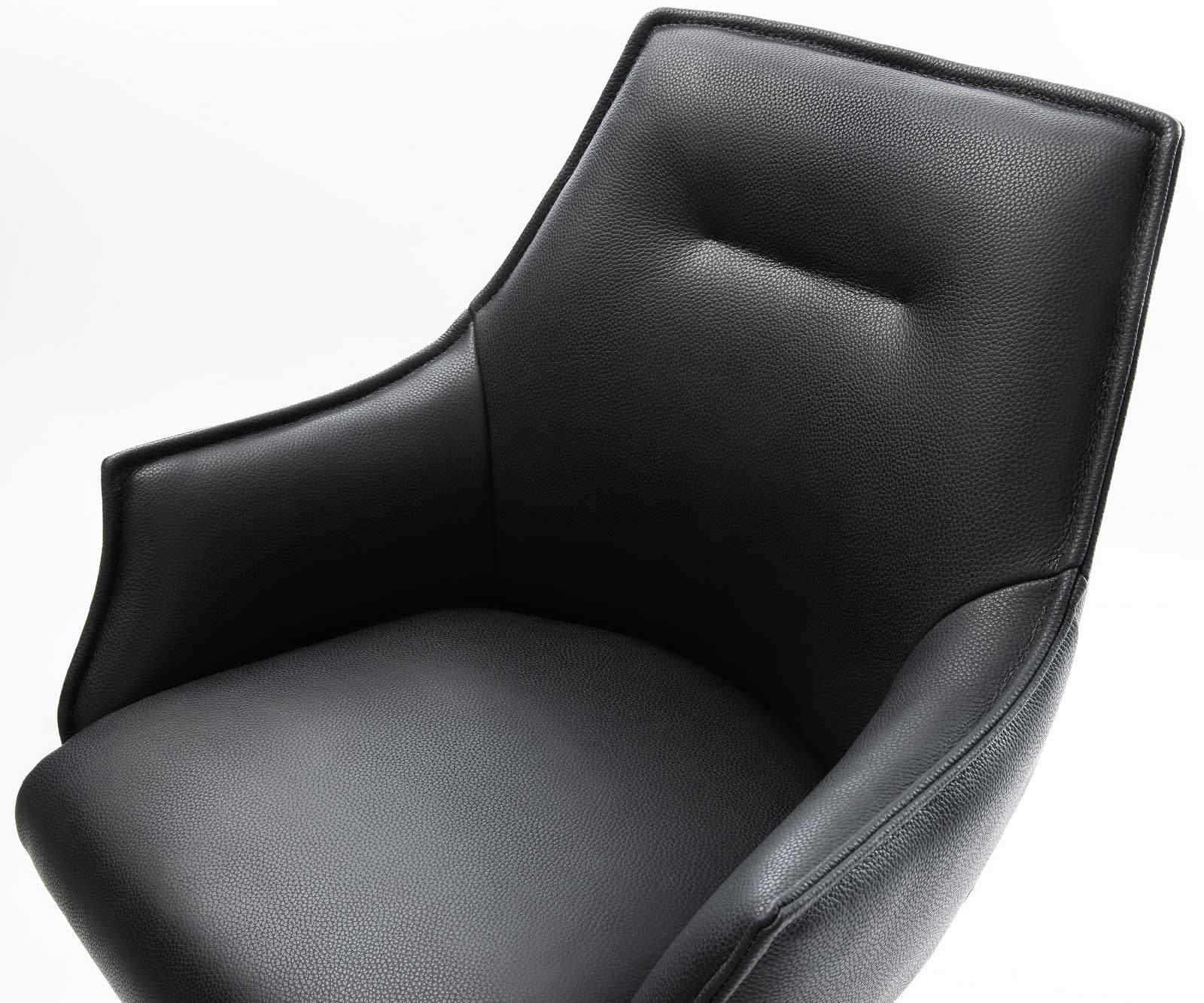 Barová stolička Alja-Flex pravá koža čierna jedálenská stolička plochý kov čierny vrecková pružina - Image 4