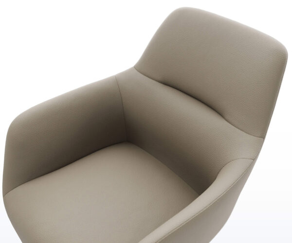 Jedálenská stolička Pejo-Flex pravá koža béžová krížová podnož štvorcová čierna otočná o 180° - Image 4