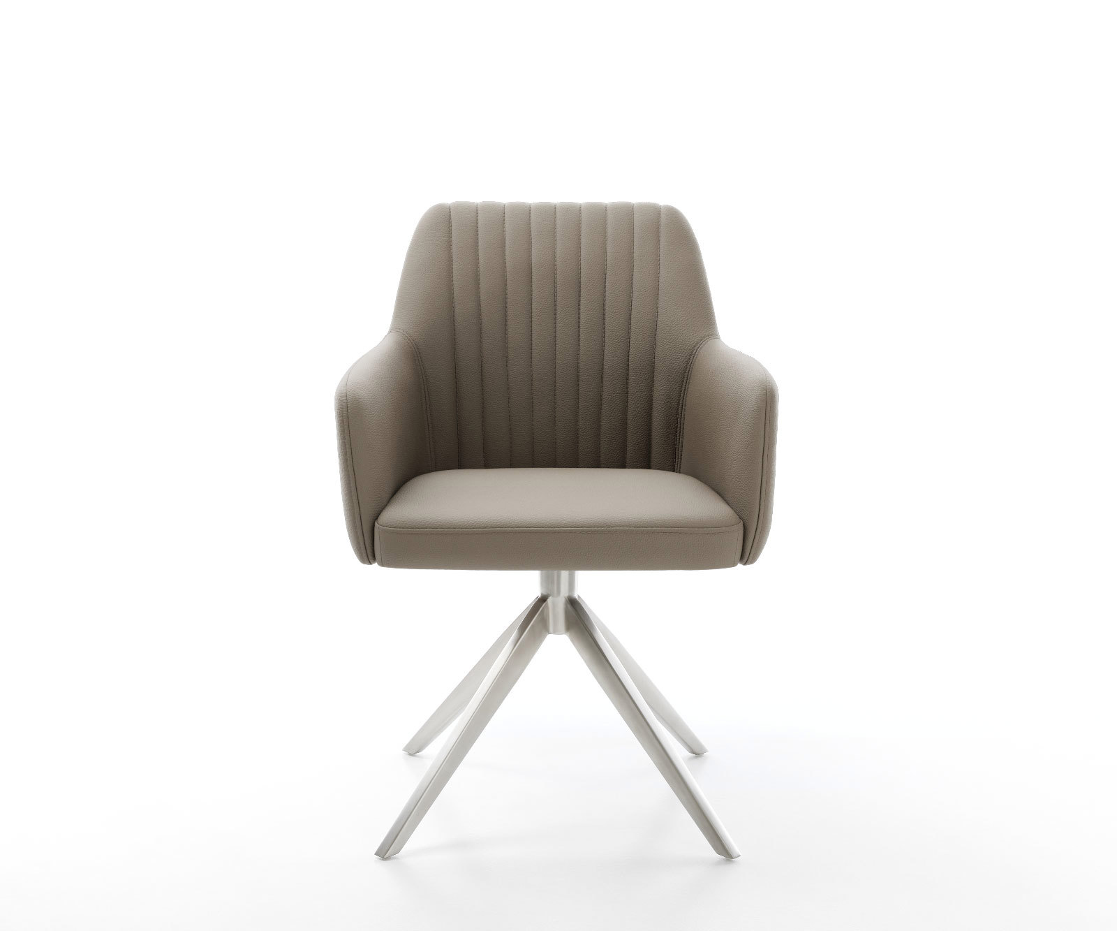 Jedálenská stolička Greg-Flex pravá koža tmavobéžová široká kovová podstava vrecková pružina - Image 2