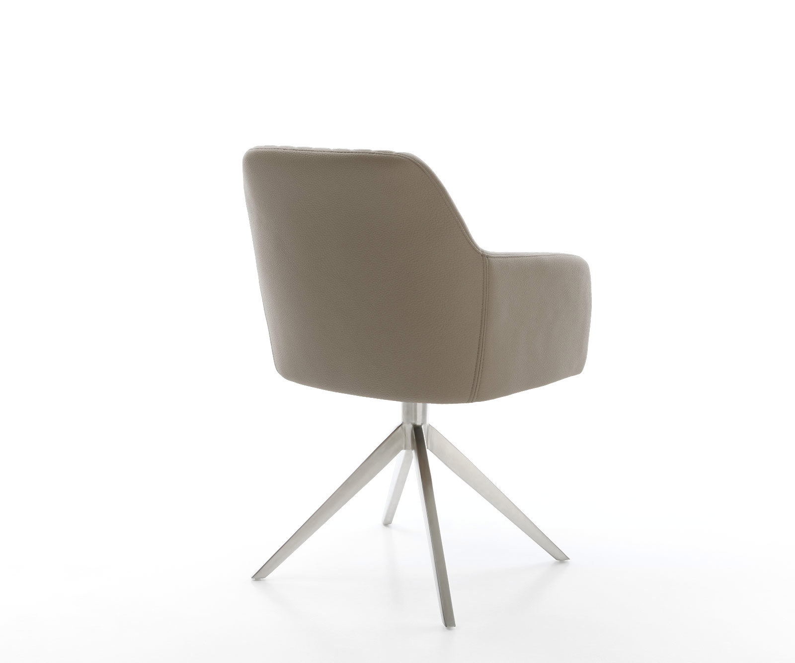 Jedálenská stolička Greg-Flex pravá koža tmavobéžová široká kovová podstava vrecková pružina - Image 5