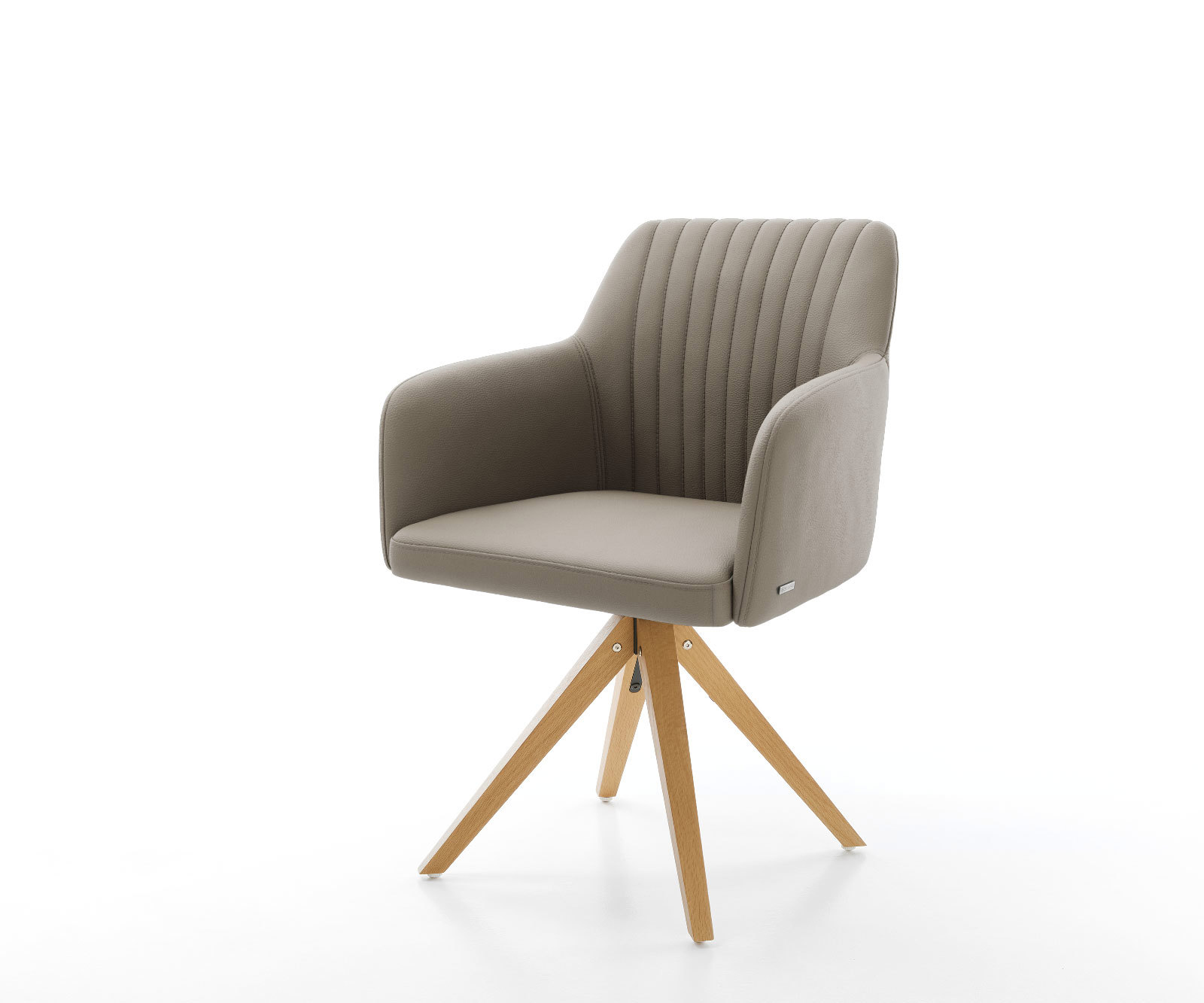 Jedálenská stolička Greg-Flex pravá koža tmavobéžová drevená podstava hranatá prírodná vrecková pružina