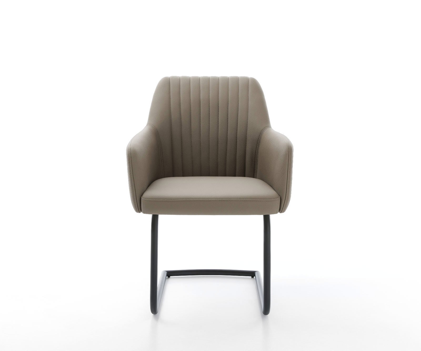 Jedálenská stolička Greg-Flex pravá koža tmavobéžová jedálenská stolička okrúhla čierna vrecková pružina - Image 2