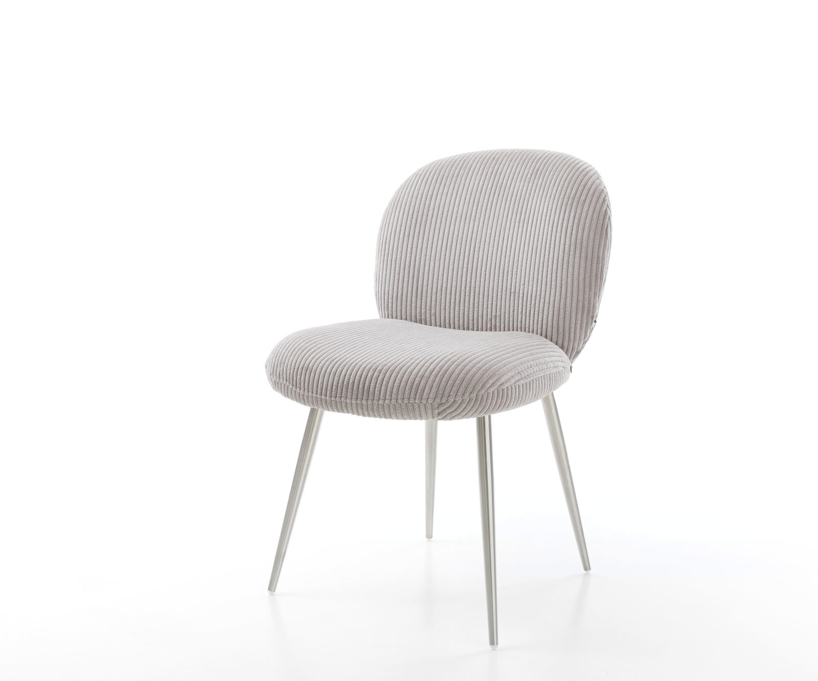 Jedálenská stolička Nube-Flex plyšový manšester strieborno-šedá 4-nohá zúžená nerezová oceľ vrecková pružina