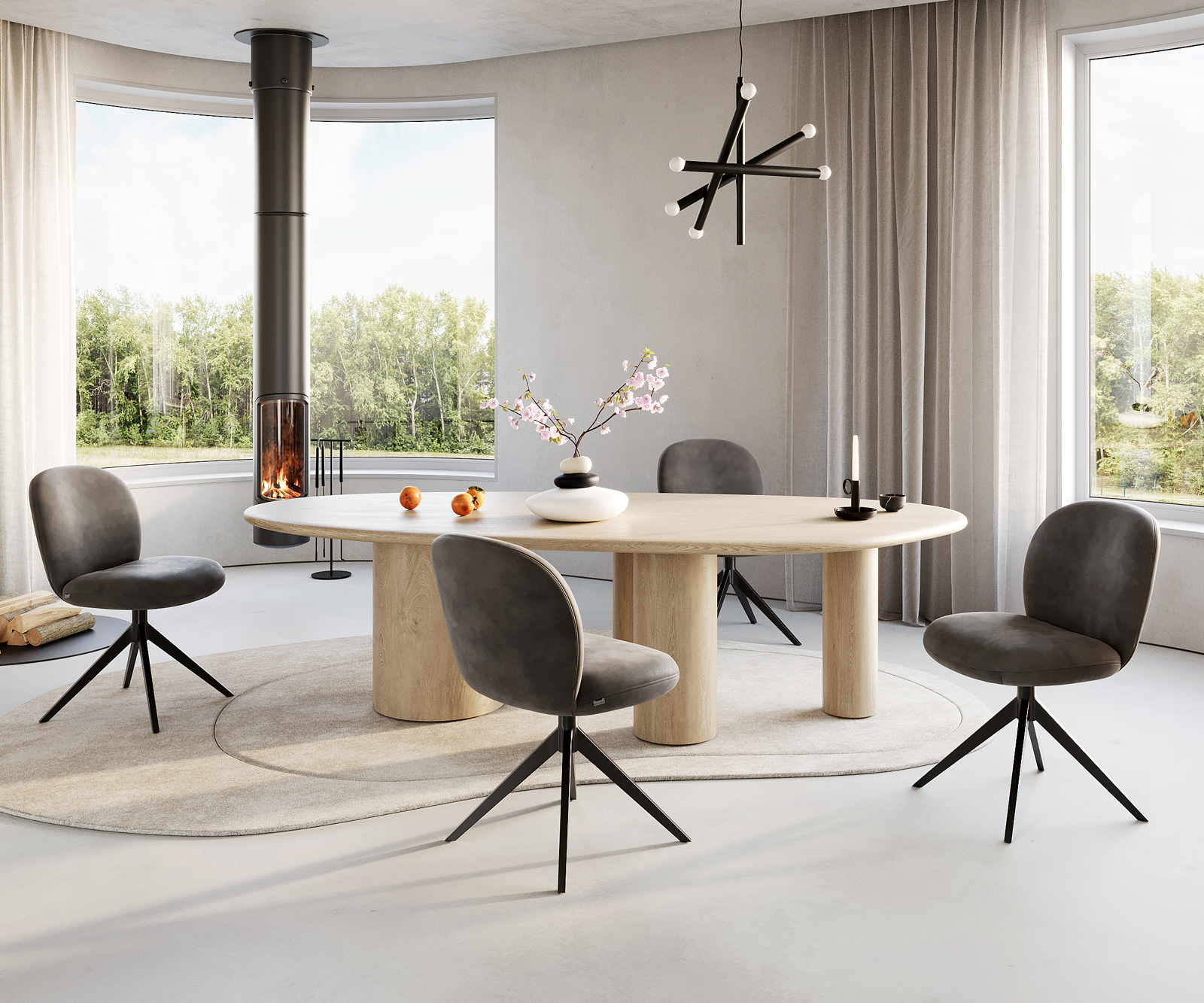 Otočná jedálenská stolička Nube-Flex mikrovlákno antracit vintage krížová podstava široká čierna otočná 360° vrecková pružina - Image 4