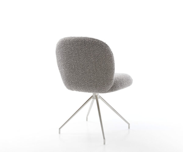 Nube-Flex bouclé jedálenská stolička strieborno-sivá krížová podnož zúžená nerezová oceľ 180° otočné vreckové pružiny - Image 5