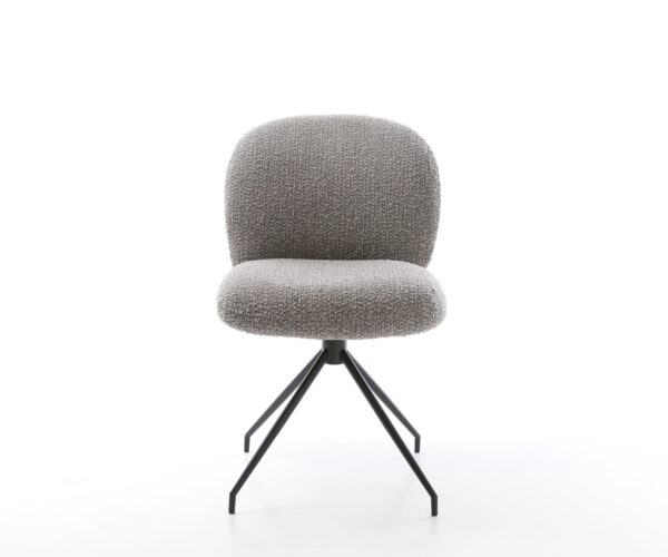 Nube-Flex bouclé jedálenská stolička striebornosivá krížová podnož zúžená čierna 180° otočné vreckové pružiny - Image 2