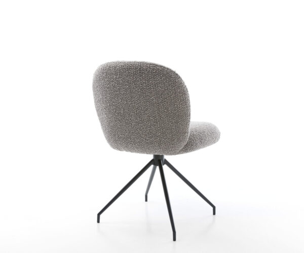 Nube-Flex bouclé jedálenská stolička striebornosivá krížová podnož zúžená čierna 180° otočné vreckové pružiny - Image 5