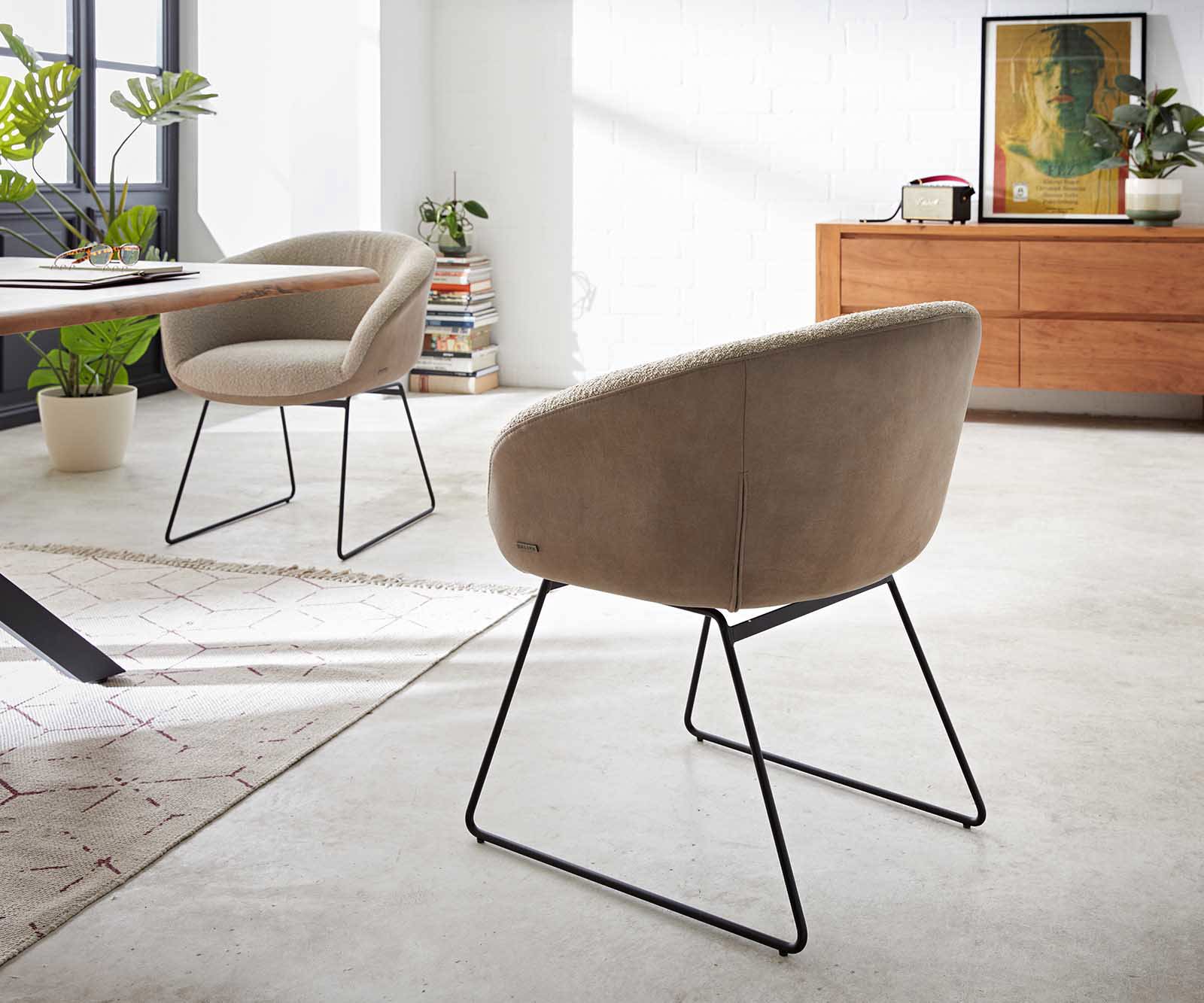 Jedálenská stolička Vinka-Flex s opierkami zmiešané materiály tmavobéžová tenká podstava čierna vrecková pružina - Image 5