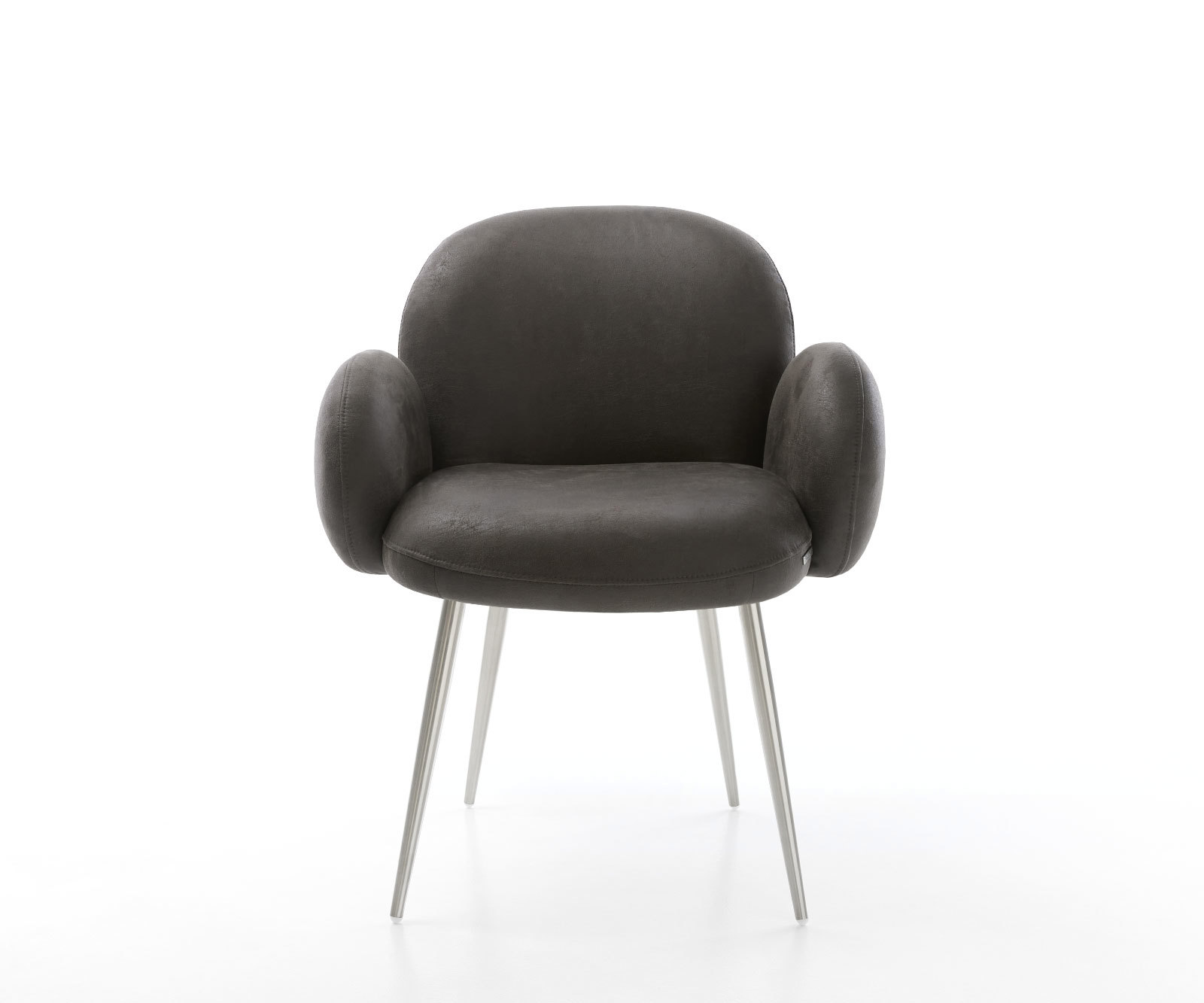 Jedálenská stolička Nube-Flex s opierkami mikrovlákno antracitová vintage 4-nohá zúžená nerezová oceľ vrecková pružina - Image 2