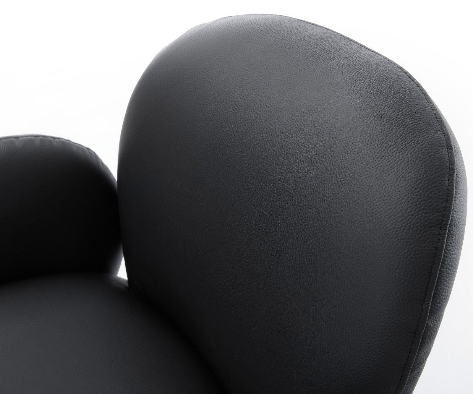 Jedálenská stolička Nube-Flex s opierkami pravá koža čierna 4-nohá zúžená nerezová oceľ vrecková pružina - Image 4