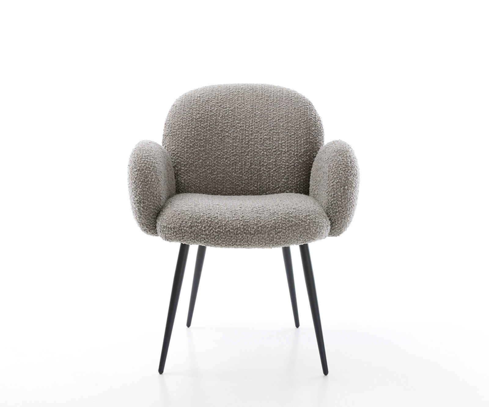 Jedálenská stolička Nube-Flex s opierkami bouclé strieborno sivá 4-nohá zúžená čierna vrecková pružina - Image 2