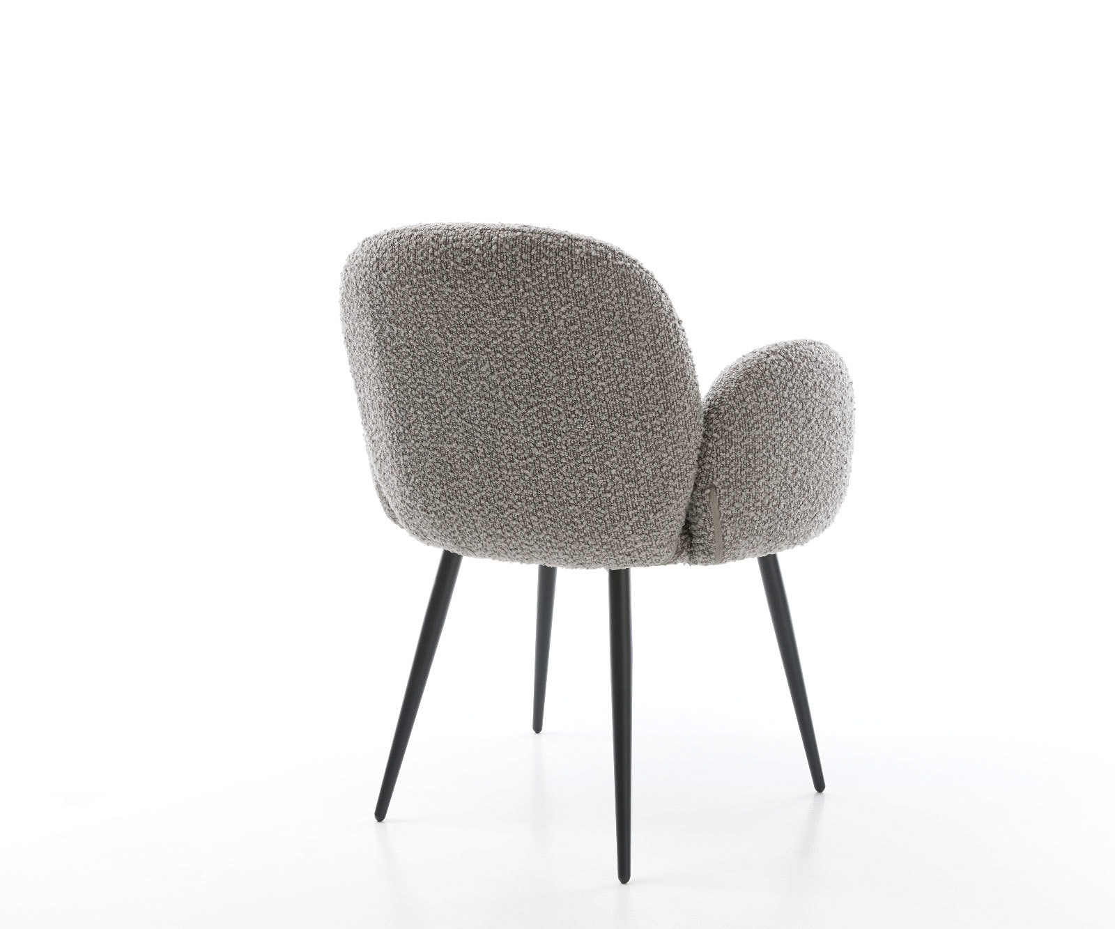 Jedálenská stolička Nube-Flex s opierkami bouclé strieborno sivá 4-nohá zúžená čierna vrecková pružina - Image 5