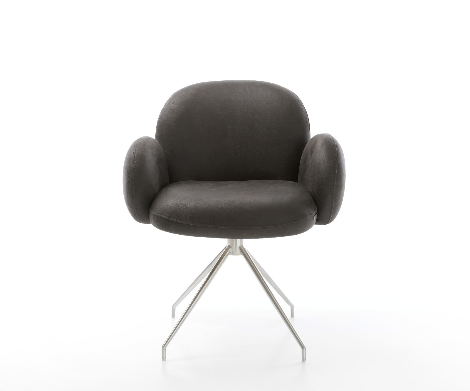 Jedálenská stolička Nube-Flex s opierkami mikrovlákno antracit vintage krížová podstava zúžená nerezová oceľ otočný o 180° vrecková pružina - Image 2