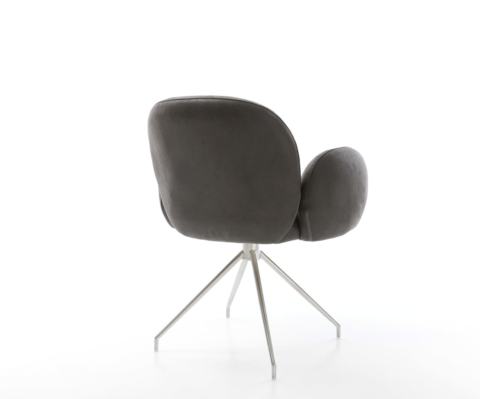 Jedálenská stolička Nube-Flex s opierkami mikrovlákno antracit vintage krížová podstava zúžená nerezová oceľ otočný o 180° vrecková pružina - Image 5